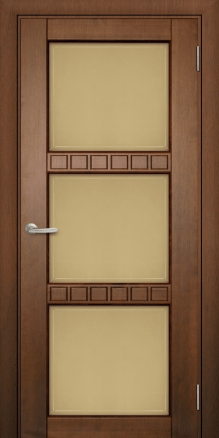 Дверь из массива Браво Кубики Клён Стекло Сатинат бронза - фото 1